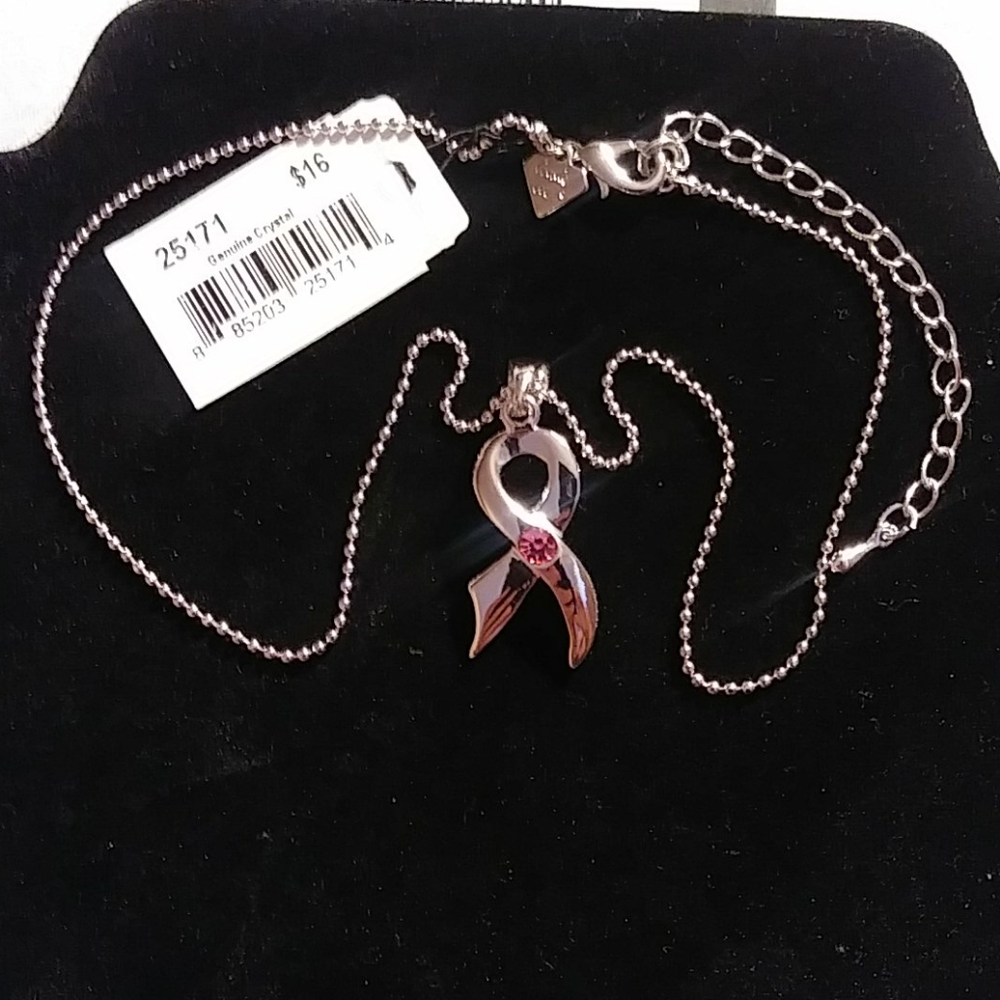 Cookie Lee Crystal Breast Cancer Necklace